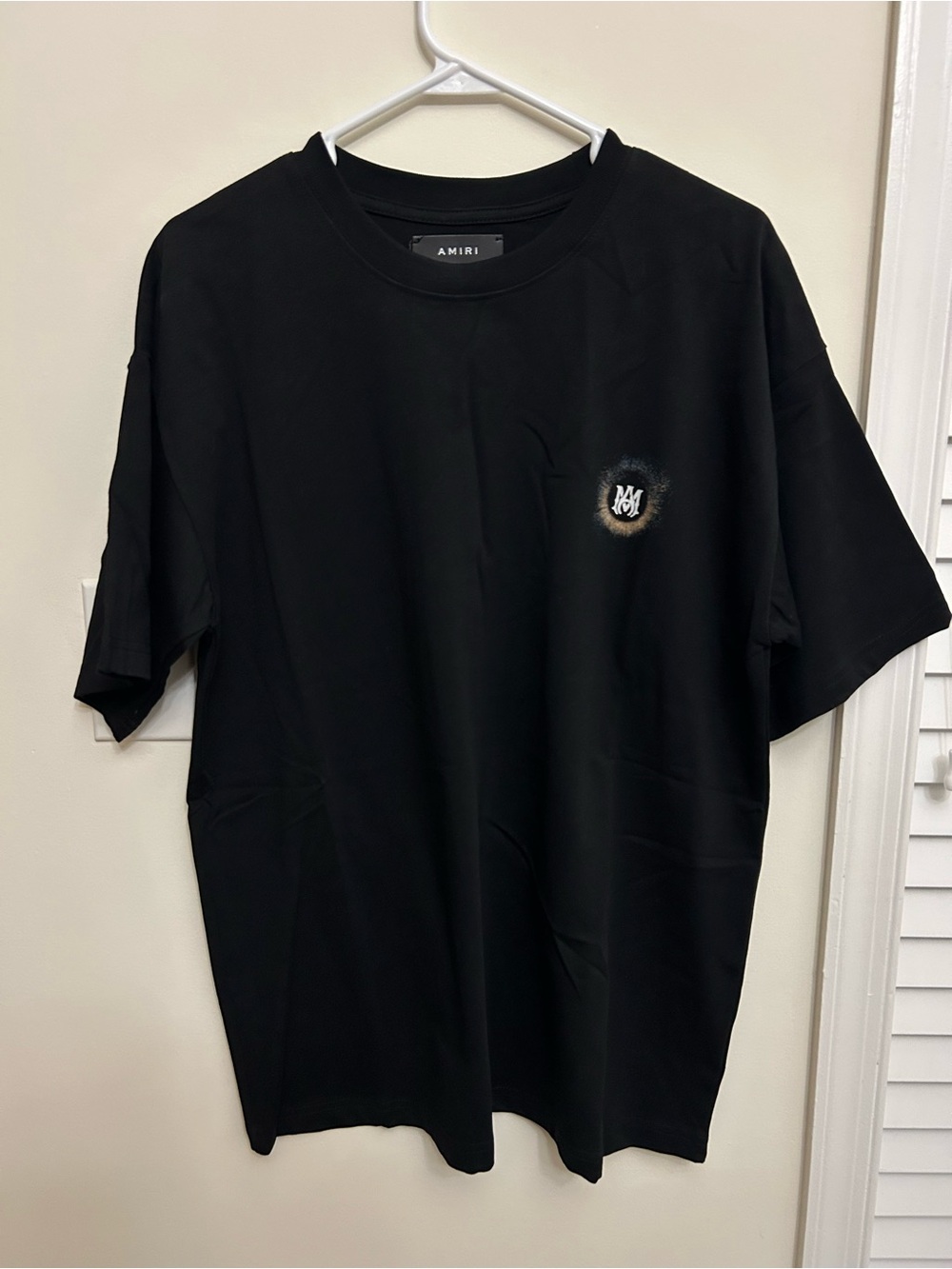 AMIRI Black Short Sleeve Crew with Small Embroidered Logo